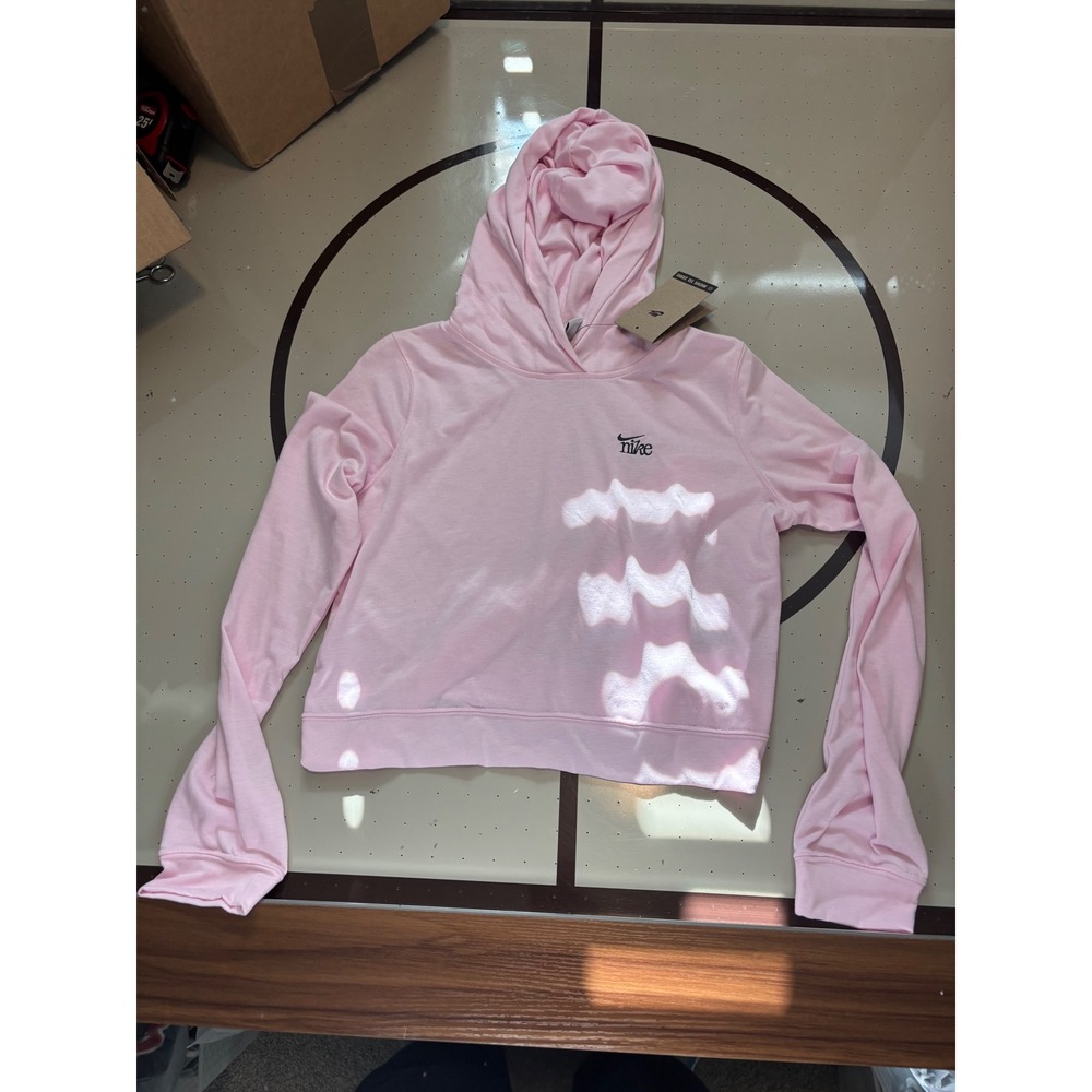 1255 Nike Womens Sportswear Crop Hoodie Pink Long Sleeve Pullover Small